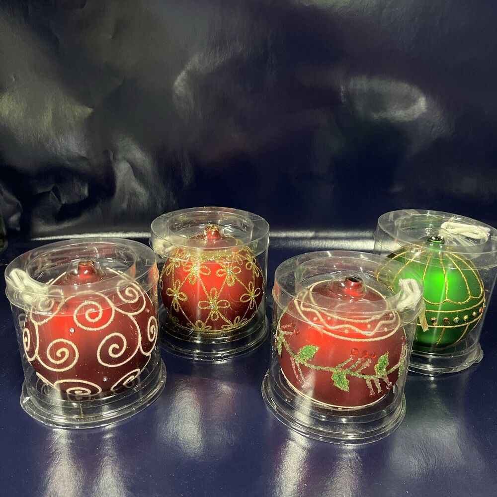 VTG New In Box Lot Of 4 Nautucket Hand Painted Bulbs Christmas 4” Ornaments -D10